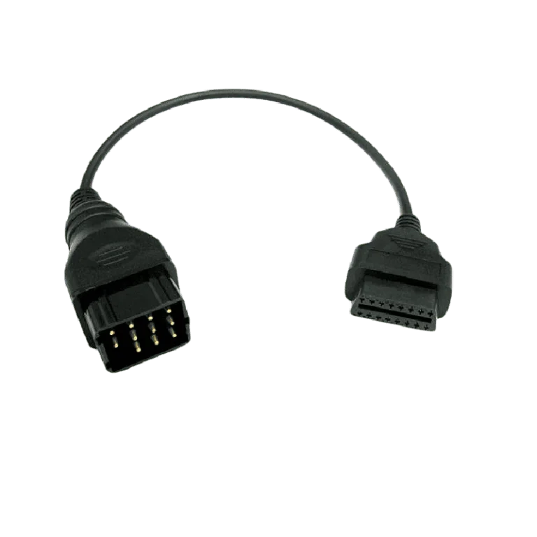 Renault 12P to OBD2 Diagnostic Cable connected to ECU for accurate car diagnostics