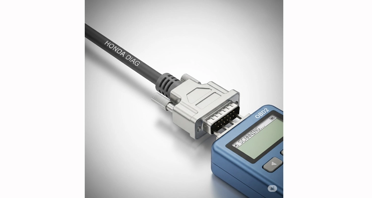 Connecting the 4-Pin end of Honda diagnostic cable to motorcycle port