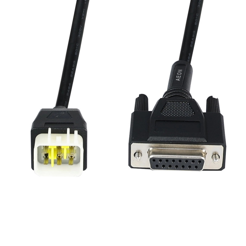 DB15Pin to AEON 6P cable for automotive diagnostics, available in custom lengths