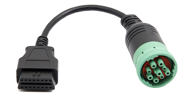 OBD2 to J1939 9-Pin adapter cable for heavy duty truck diagnostics