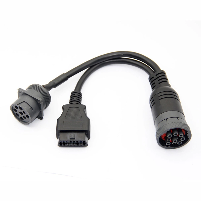 Cummins J1939 9-Pin to OBD2 Y Cable splitter for heavy-duty fleet diagnostics