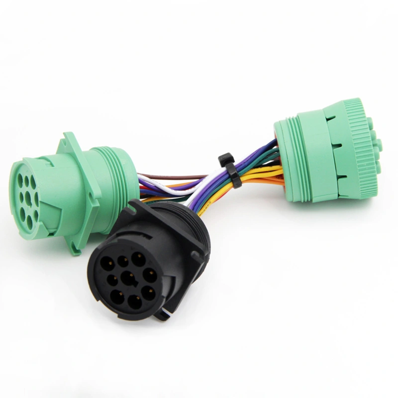 J1939 9-Pin Breakout Cable Green Male to Black & Green Female for Vehicle Diagnostics
