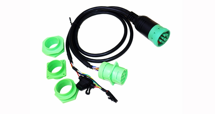 J1939 9-Pin ELD Splitter Y-Cable and installation kit for Heavy-Duty Truck CAN Bus diagnostics and ELD data access.