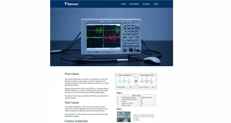 Tektronix TDR oscilloscope diagnosing phantom CAN bus faults through signal integrity testing