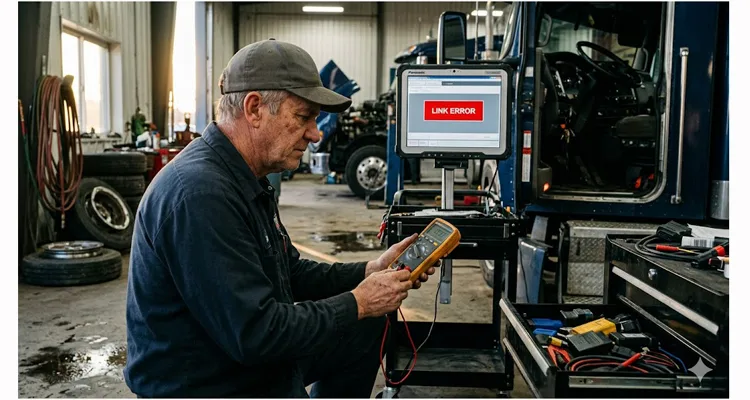 J1708 diagnostics troubleshooting on a 2005 Kenworth T600 with a multimeter and Link Error on scanner
