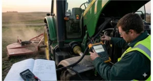 PTO-induced J1939 interference diagnosis on a tractor using an oscilloscope and shielded CAN backbone cable