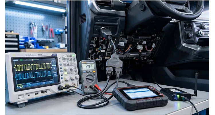 OBD2 Y cable pin 4 and pin 5 ground offset measurement with two devices on one OBD2 port
